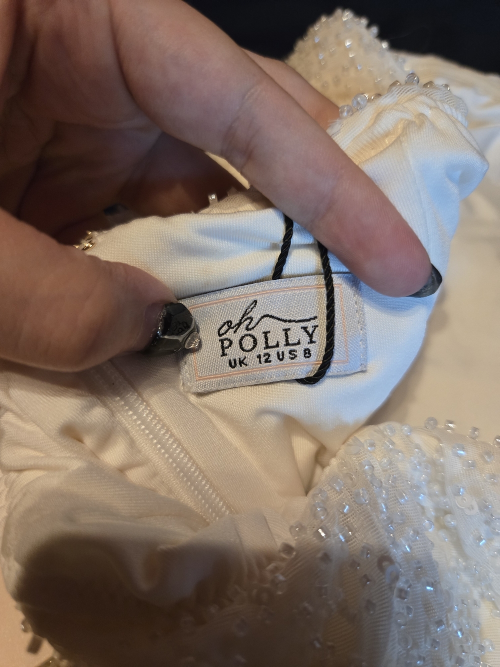 Oh Polly Strapless Cream Beaded Gown - Picture 5 of 6